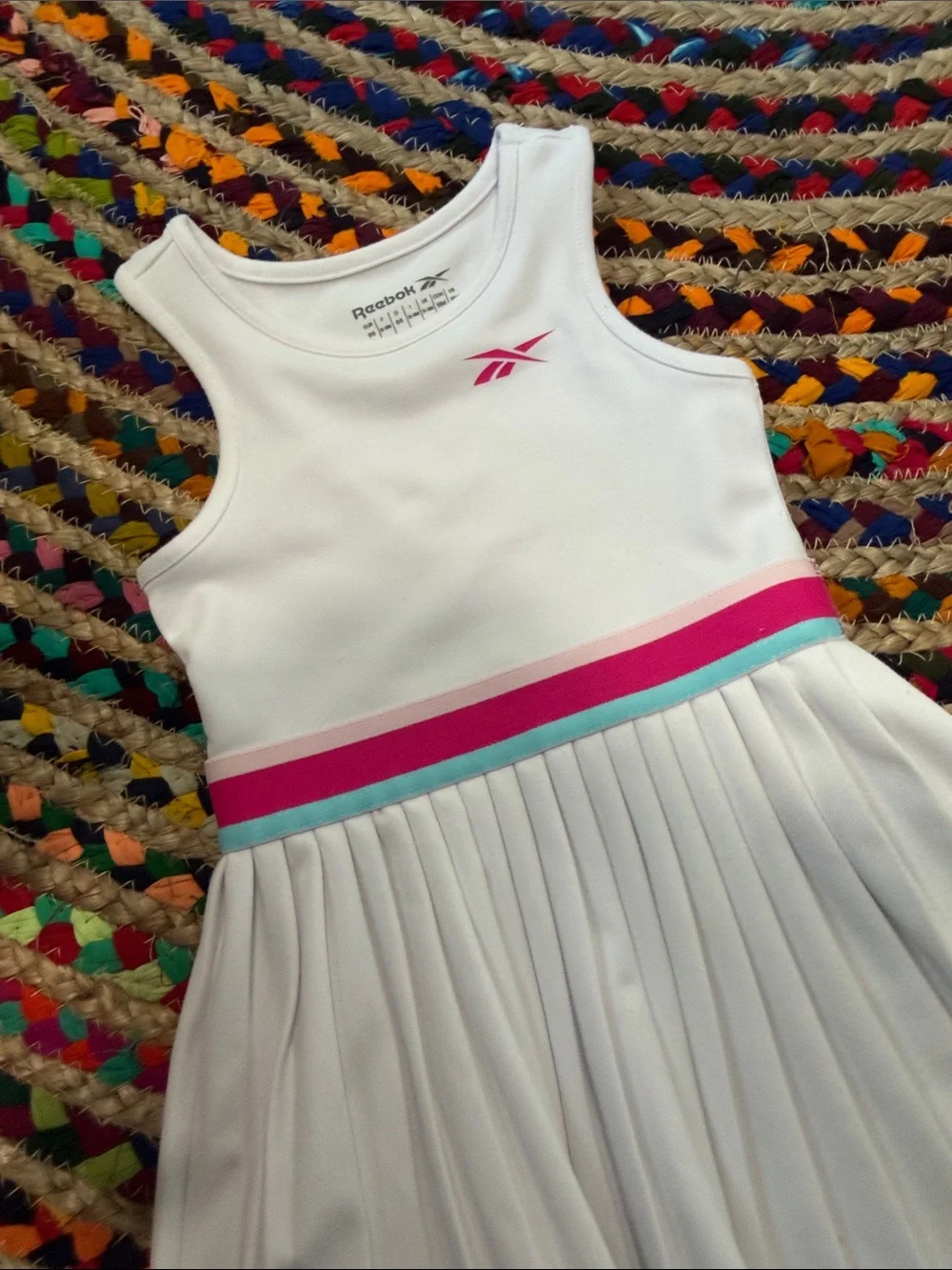 Reebok White Tennis Dress with Pink and Teal Trim -18M